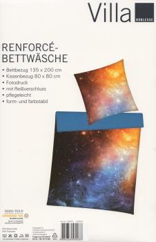Bettwäsche Weltall - Galaxie, Sternennebel - 135 x 200cm + 80 x 80cm - Renforcé